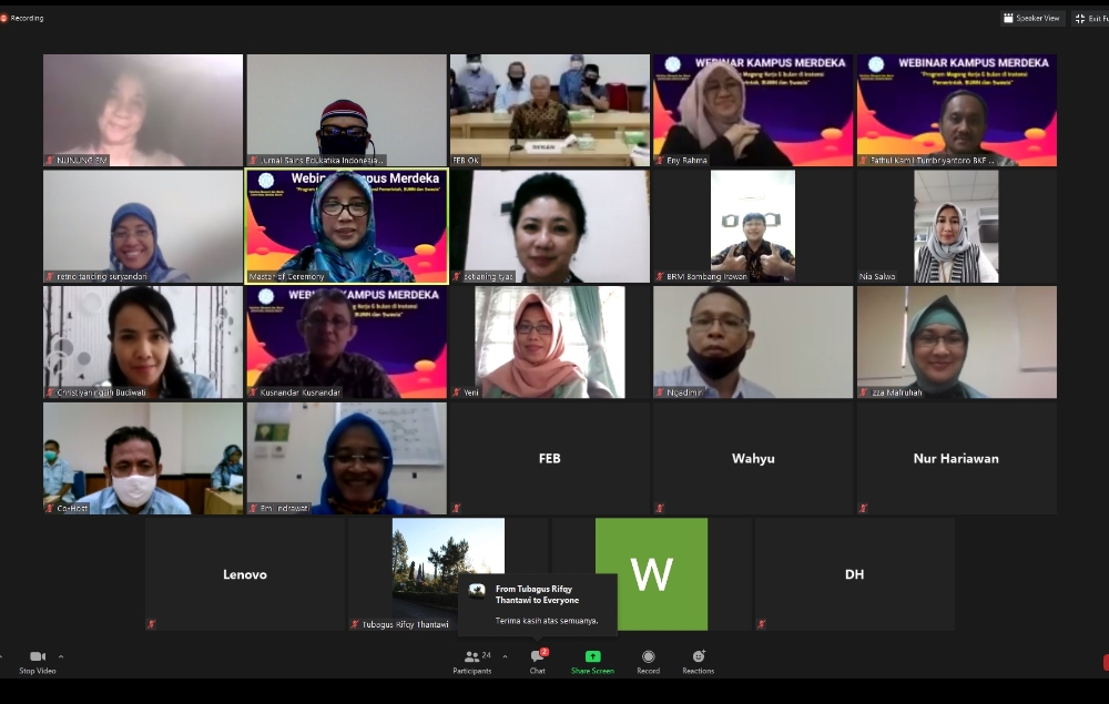 Webinar Kampus Merdeka Bahas Pemagangan Mahasiswa di Pemerintahan, Swasta dan BUMN