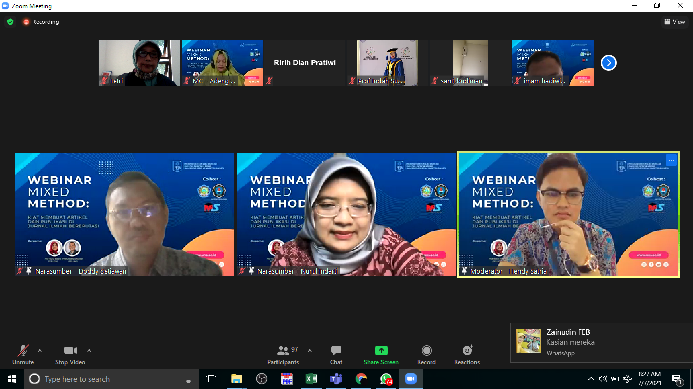 Webinar PDIE Bahas Mixed Method: Kiat Membuat Artikel dan Publikasi di Jurnal Ilmiah Bereputasi