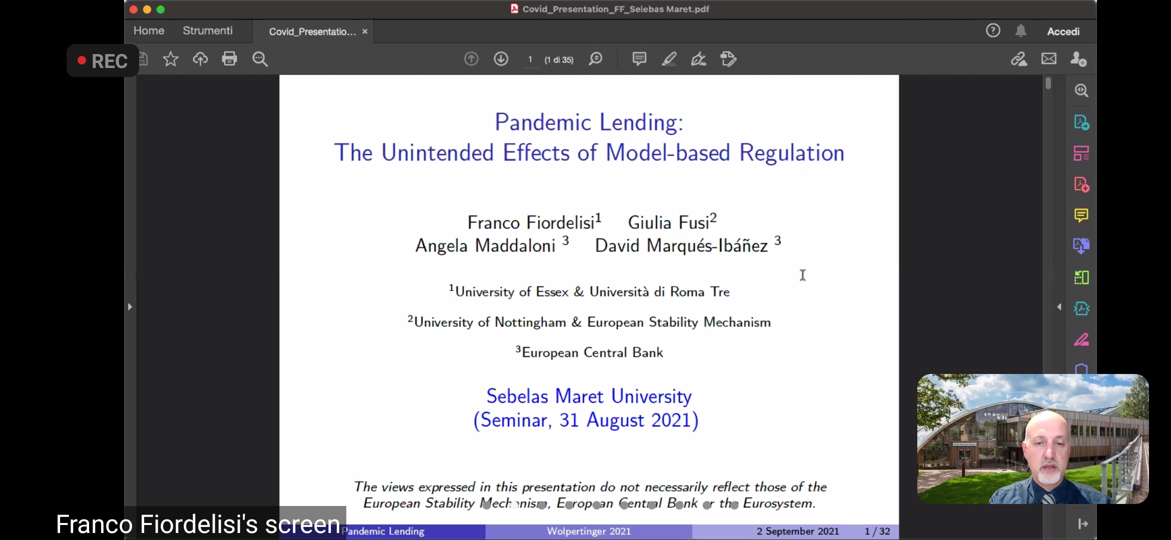 Prodi Manajemen FEB UNS Hadirkan Prof. Franco Fiordelisi dalam Workshop Recent Issues in Finance