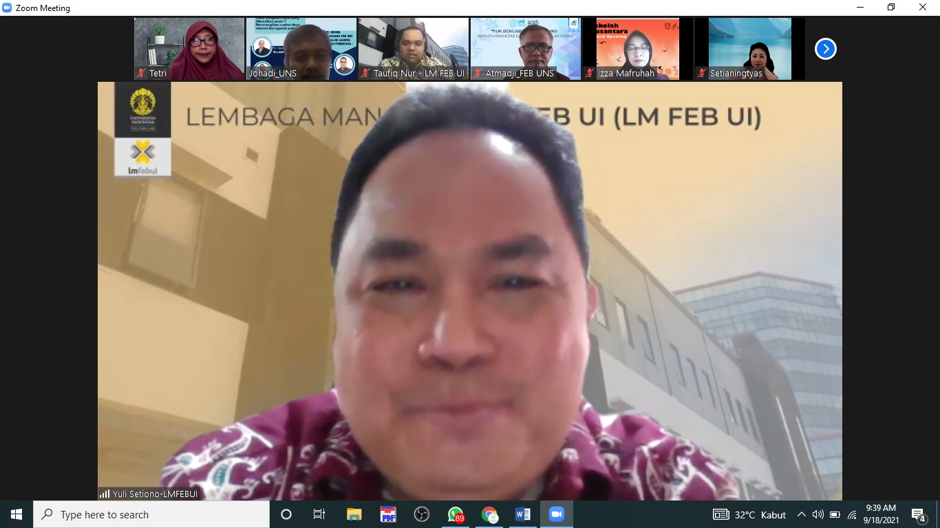 FEB UNS Undang Tiga Narasumber, Diskusikan Revitalisasi Pelatihan atau Jasa Konsultasi Berorientasi Pasar