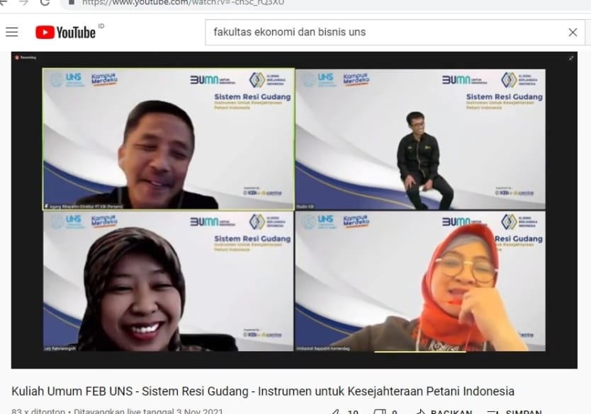 Kerjasama dengan PT Kliring Berjangka Indonesia, FEB UNS Gelar Kuliah Umum Sistem Resi Gudang, Instrumen untuk Kesejahteraan Petani Indonesia