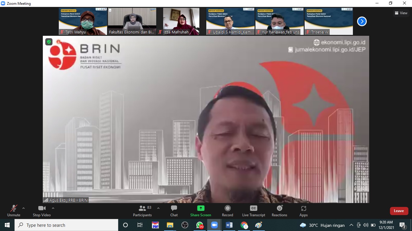 Bahas Kebijakan Fiskal dalam Pemulihan Ekonomi Nasional, Seminar FEB UNS Hadirkan Tiga Narasumber