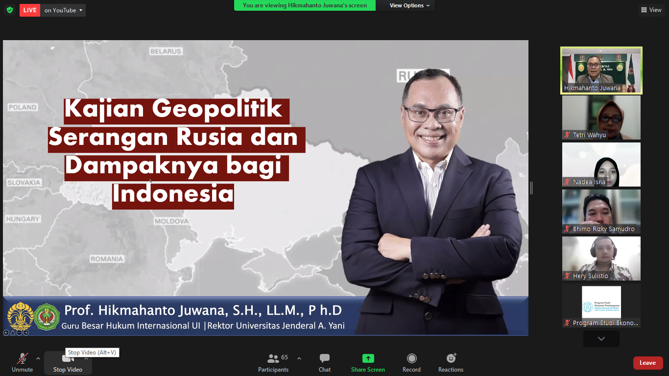 Prodi Ekonomi Pembangunan Gelar Diskusi Kebangsaan Bertema Kajian Geopolitik Serangan Rusia dan Dampaknya bagi Indonesia