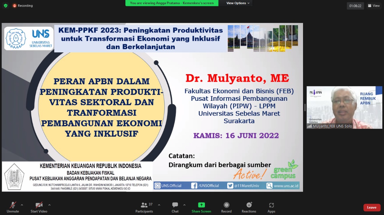 Prodi EP dan BKF Rembug APBN: Peningkatan Produktifitas Untuk Transformasi Ekonomi yang Inklusif dan Berkelanjutan
