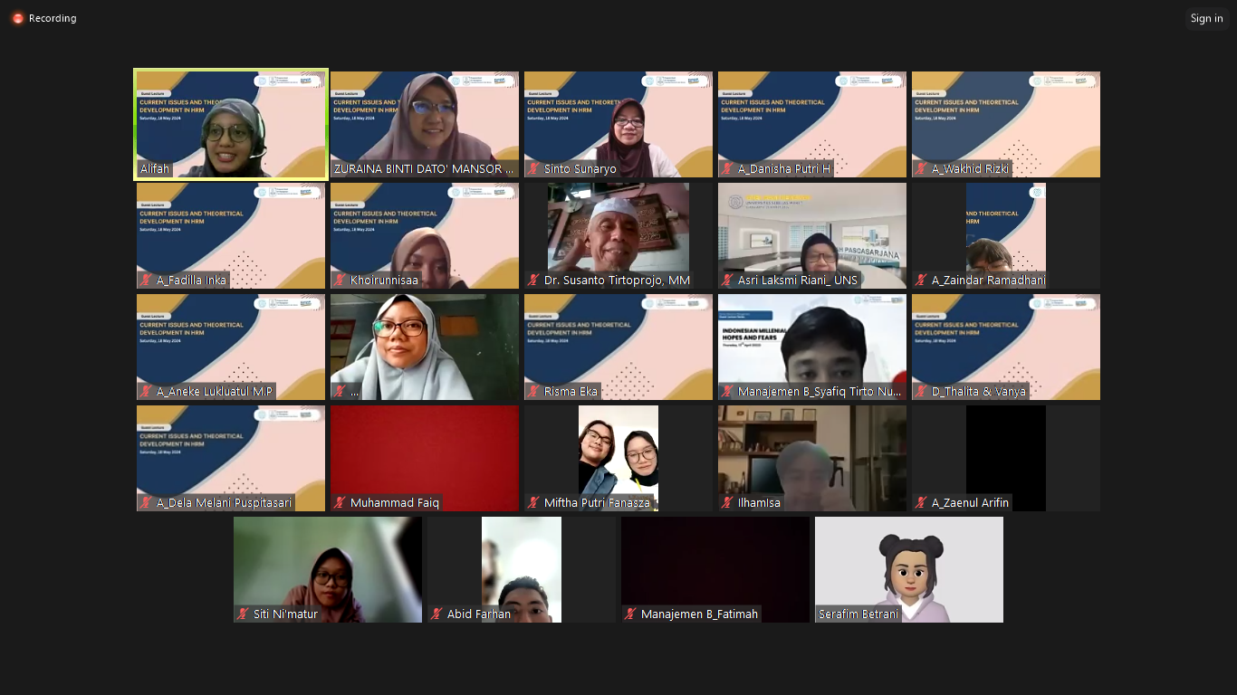 Guest Lecture Human Resource Management: Current Issues and Theoretical Development in HRM
