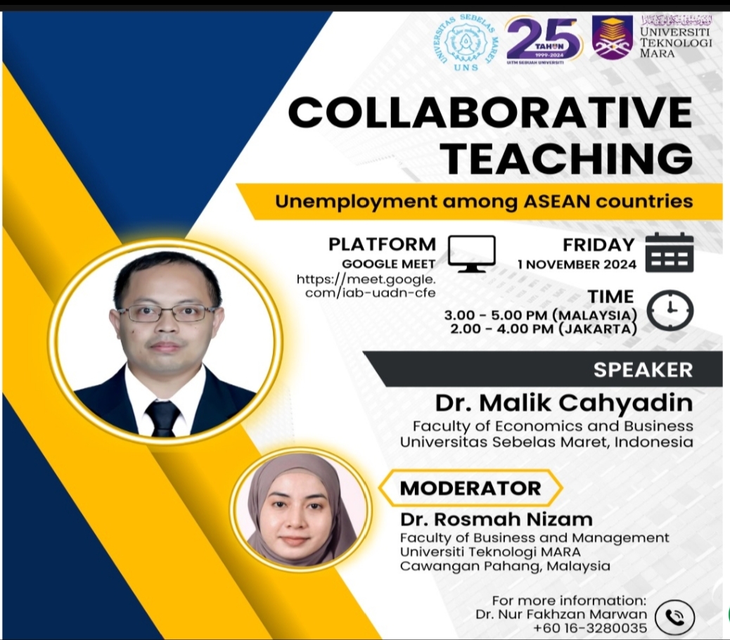 Webinar on Collaborative Teaching: FEB UNS Lecturer Discuss Unemployment among ASEAN Countries