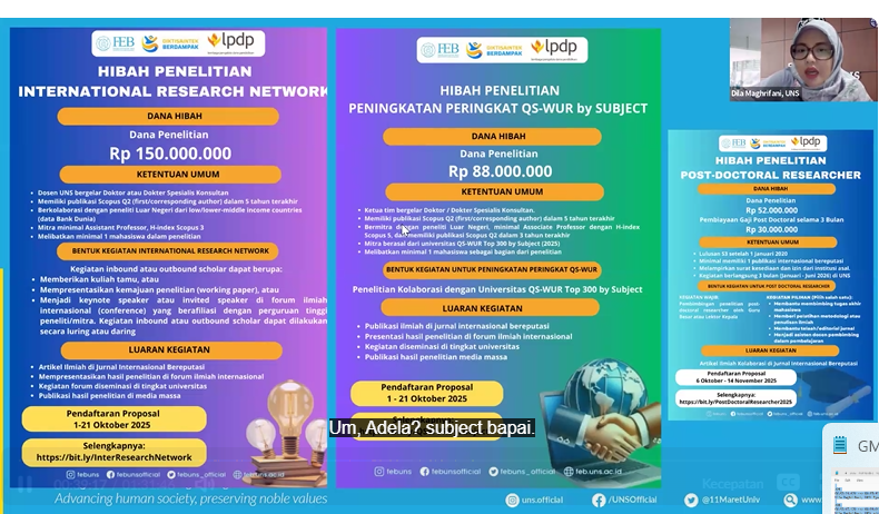 FEB UNS Dorong Sinergi Penelitian dan Pengabdian Melalui Koordinasi Hibah Kompetitif 2025