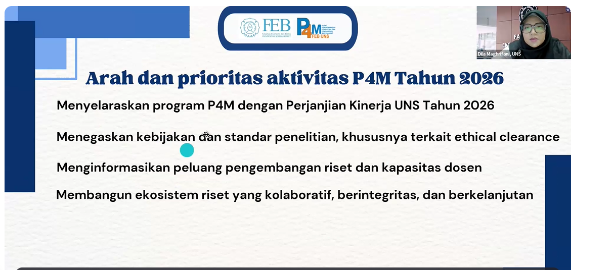 FEB UNS Sosialisasikan Arah dan Prioritas P4M Tahun 2026, Dorong Kolaborasi Riset dan Penguatan Integritas Akademik